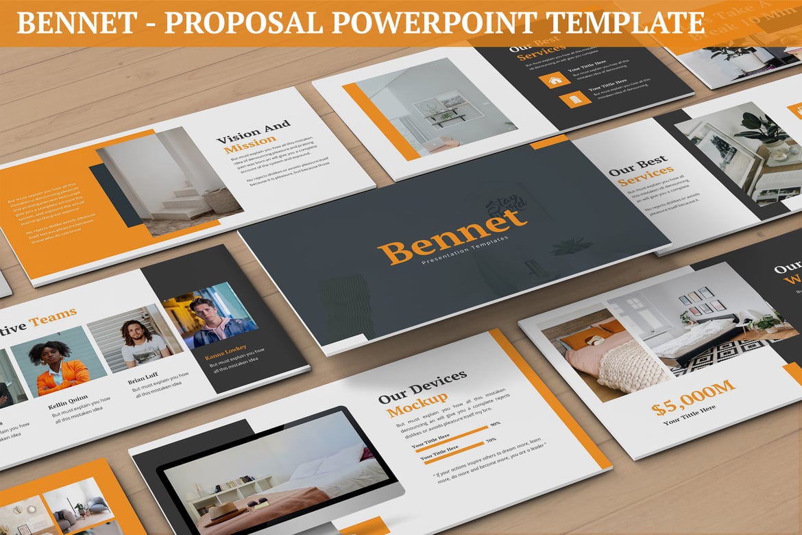 Template Powerpoint Proposal Bennet - Minimalis dan Modern