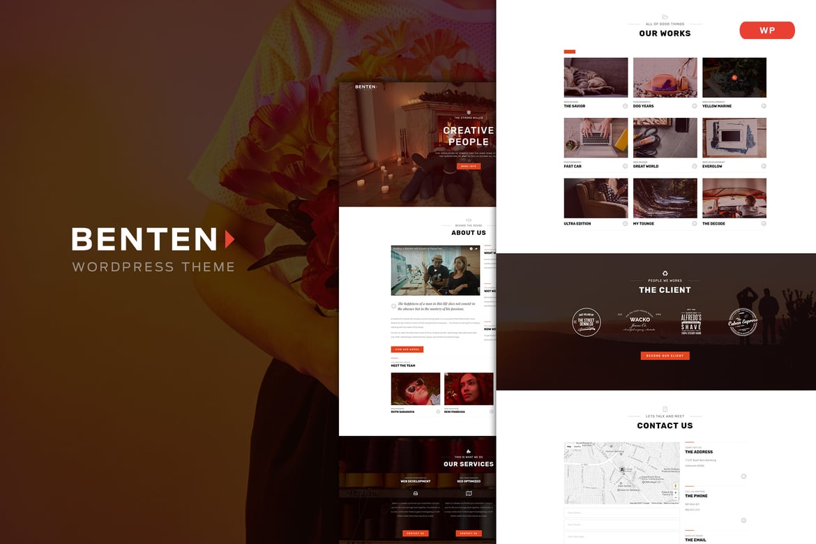 Tema WordPress Portofolio Satu Halaman Benten yang Elegan dan Responsif