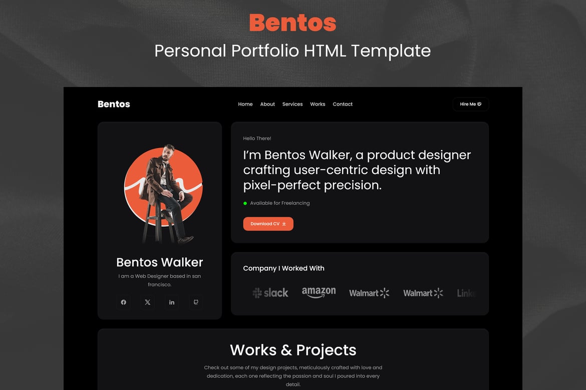 Bentos - Template Website Portofolio Pribadi yang Profesional dan Modern