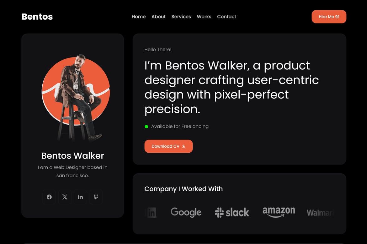 Bentos - Template Web Portofolio Pribadi yang Modern dan Responsif