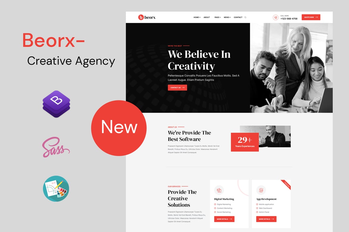 Beorx - Template Website Kreatif untuk Agensi Modern