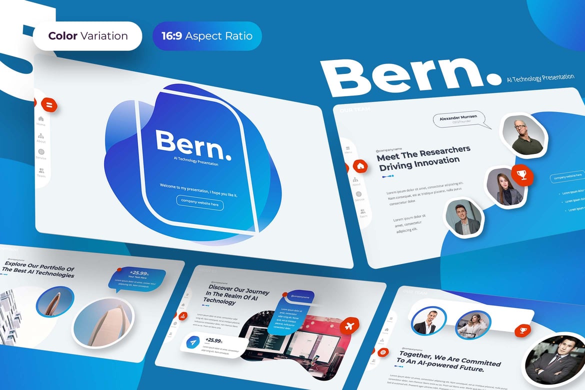 Template Presentasi PowerPoint AI Modern Bern