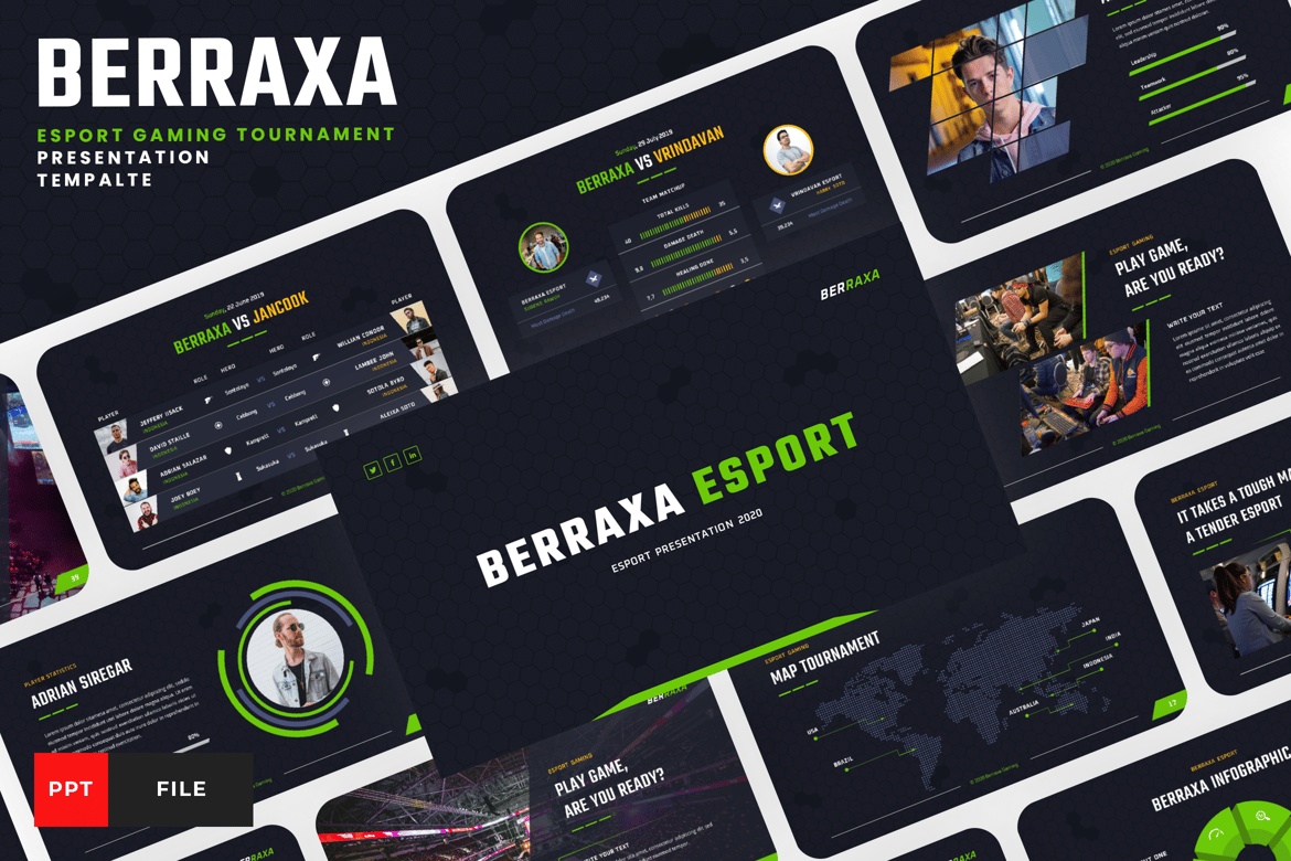 Template Presentasi PowerPoint Berraxa untuk Turnamen Esport