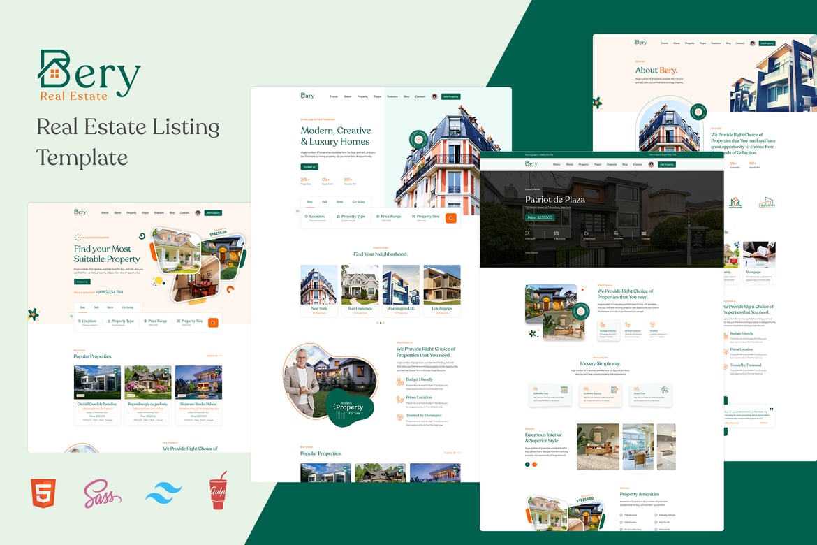 Bery - Template Website Listing Properti yang Menarik
