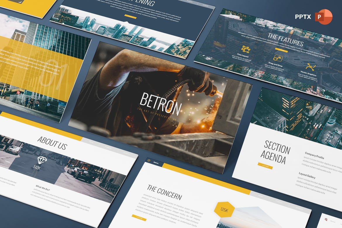 Template PowerPoint Kreatif Betron untuk Presentasi Menarik