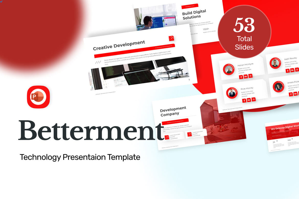 Template Presentasi PowerPoint Teknologi Modern Berwarna Merah yang Memukau