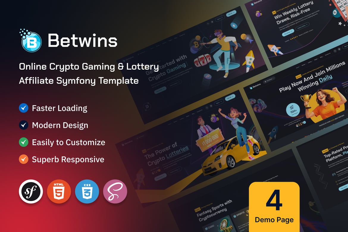 Betwins - Template Website Game Crypto & Afiliasi Lotere Terbaik