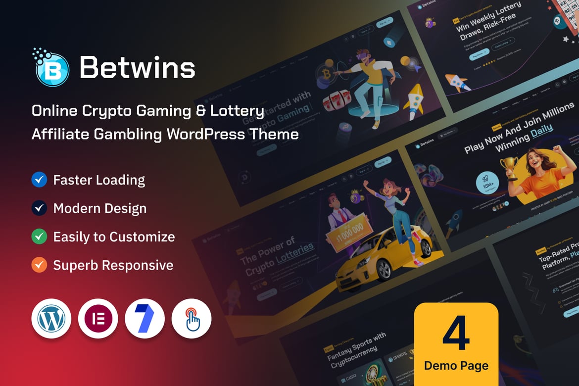 Betwins - Tema WordPress Terbaik untuk Gaming Crypto & Giveaway Lotere Online