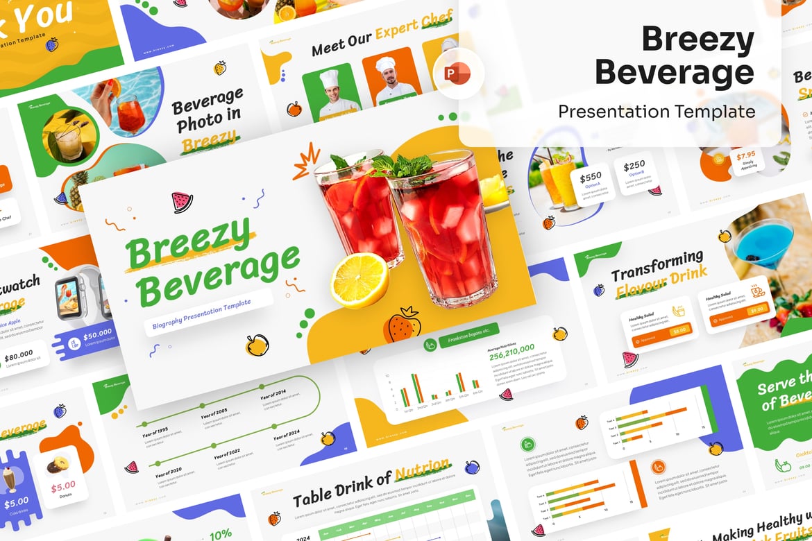 Template PowerPoint Minuman yang Menarik dan Profesional