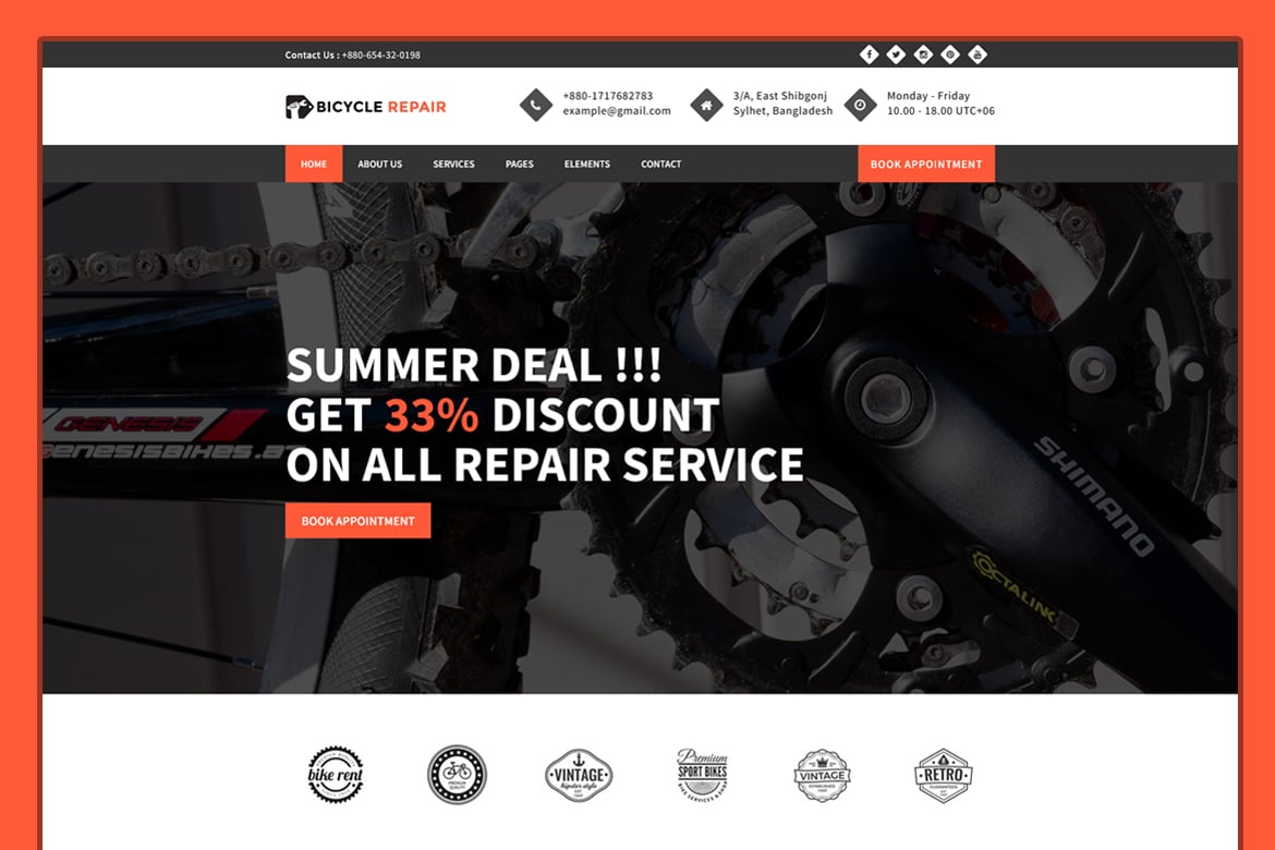Template Website Pemeliharaan Sepeda Profesional