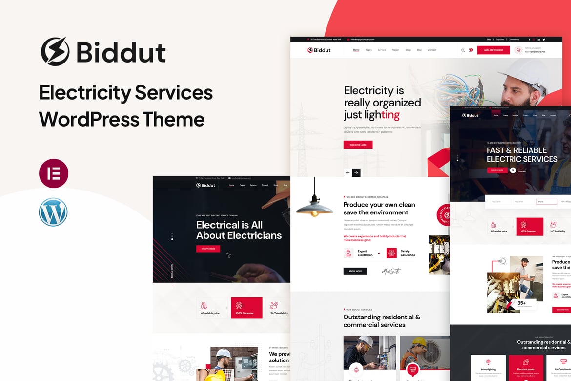 Tema WordPress Biddut - Solusi Layanan Listrik Profesional