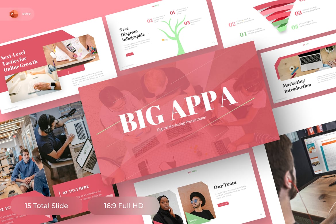 Big Appa - Template PowerPoint Pemasaran Digital yang Menarik