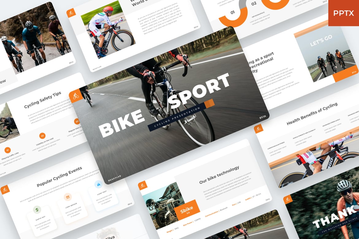 Template PowerPoint Sepeda Sport yang Menarik dan Modern