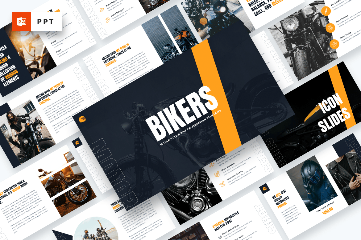 Template Presentasi Bikers - Powerpoint untuk Penggemar Motor dan Sepeda