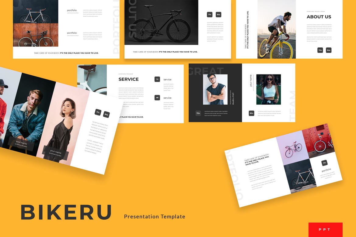 Template Presentasi PowerPoint Bikeru untuk Penggemar Sepeda