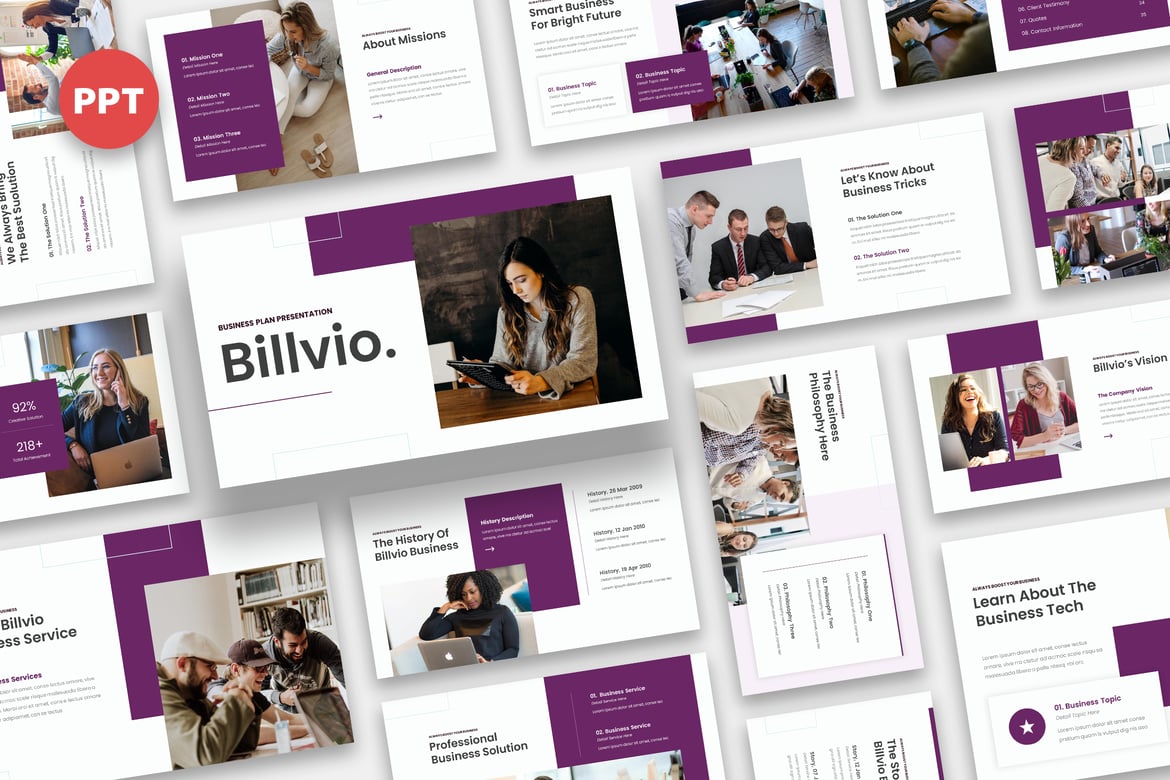 Template Presentasi PowerPoint Billvio - Rancang Bisnis Anda dengan Mudah
