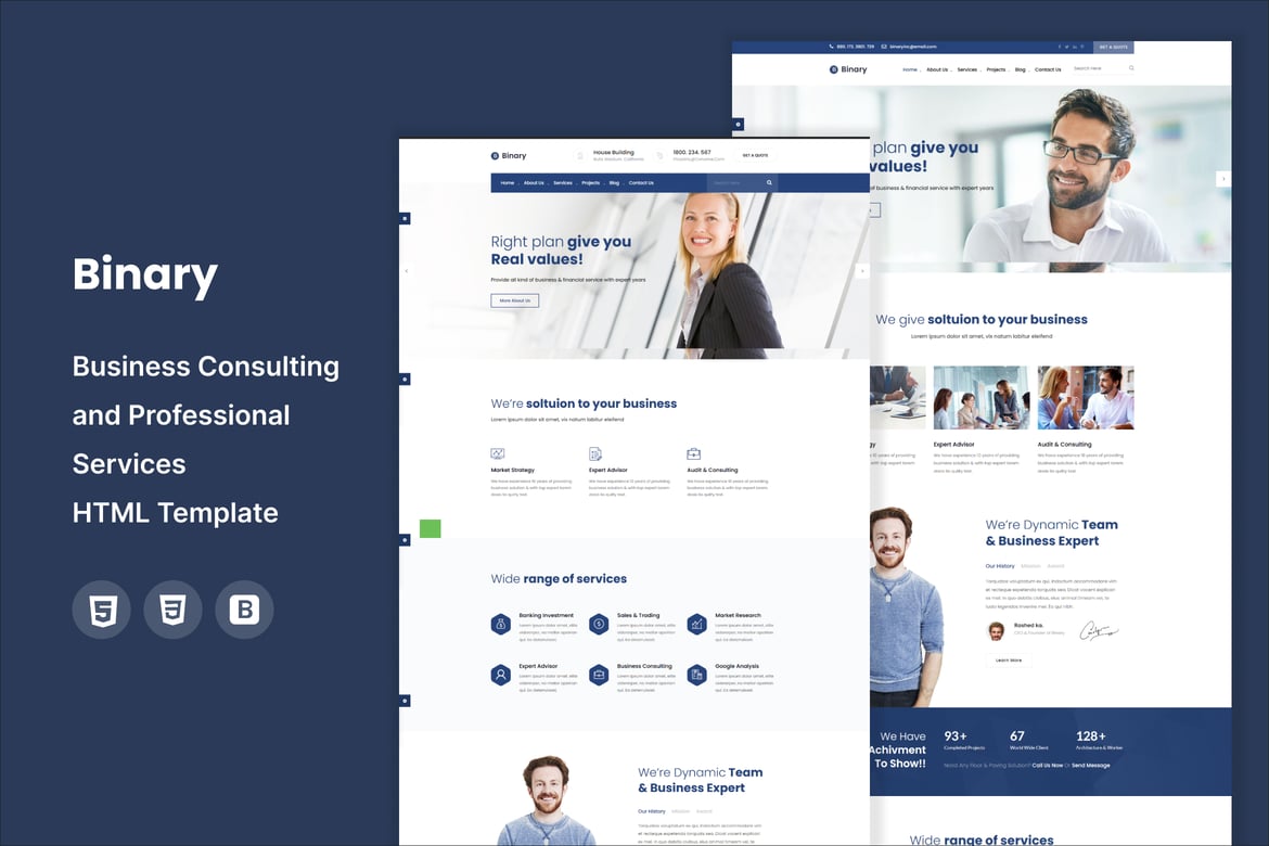 Template Website Konsultasi Bisnis Binary yang Profesional dan Responsif