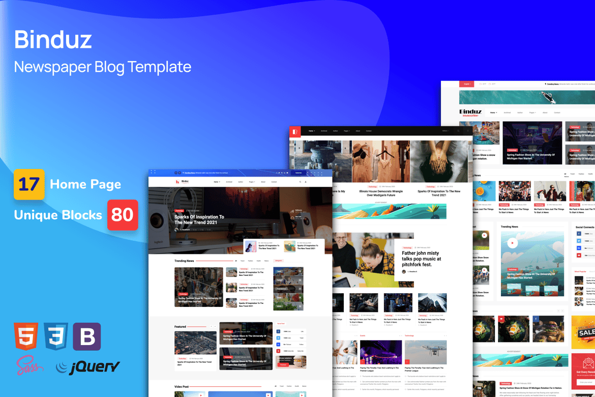 Binduz - Template Website Blog Modern dan Responsif