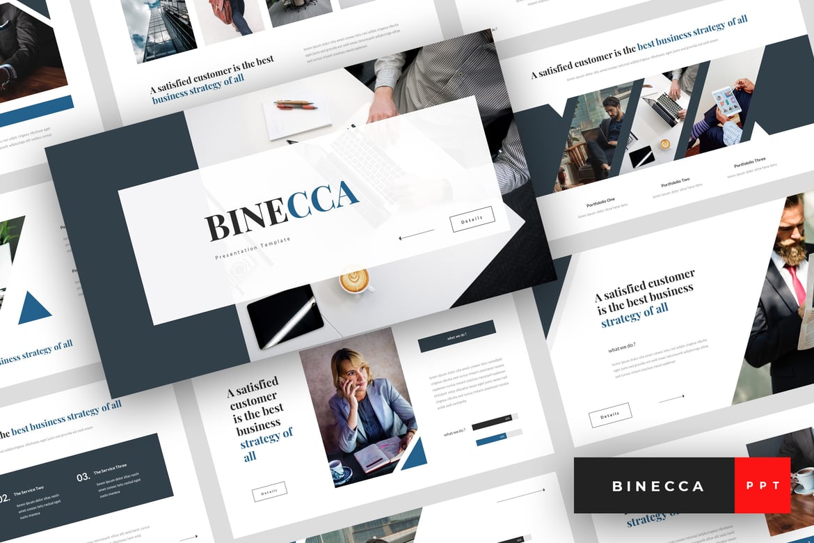 Template PowerPoint Bisnis Binecca - Solusi Presentasi Profesional Anda