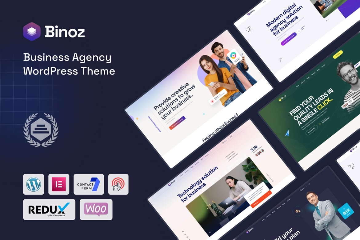 Binoz - Tema WordPress Agen Bisnis Modern dan Profesional