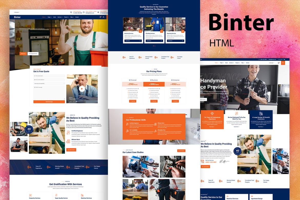 Binter - Template Website Renovasi & Konstruksi yang Modern