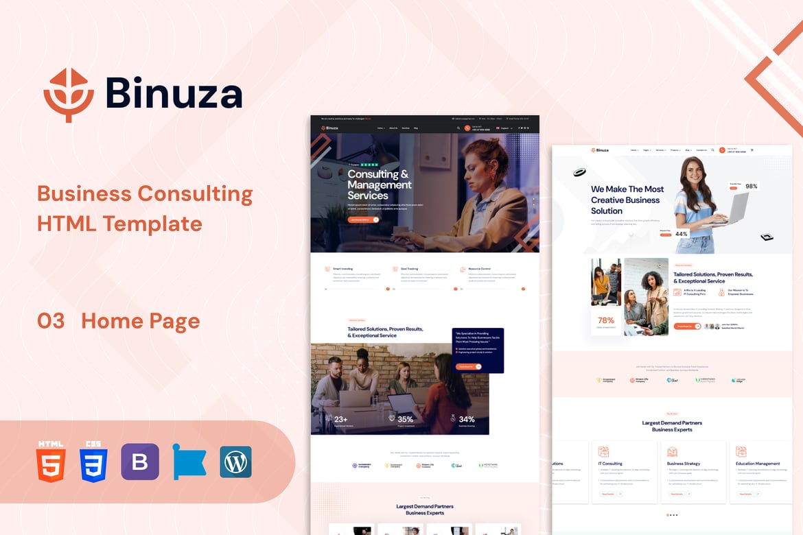 Binuza - Template Web Konsultasi Bisnis yang Modern