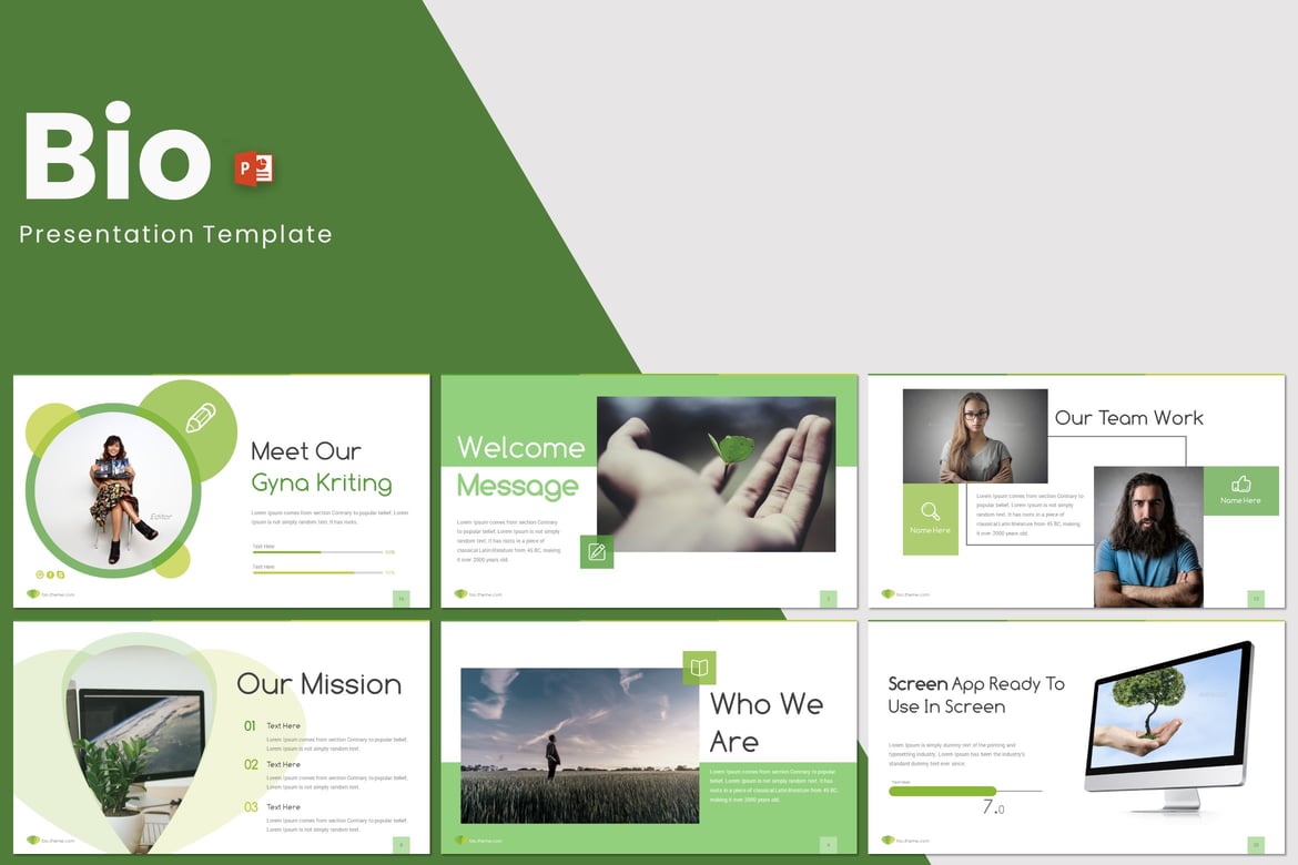 Template Presentasi PowerPoint Bio yang Kreatif dan Minimalis
