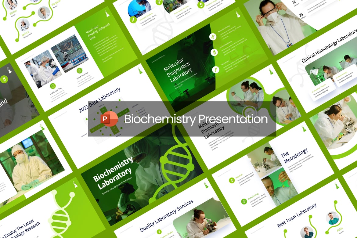 Template PowerPoint Laboratorium Biokimia yang Modern dan Menarik