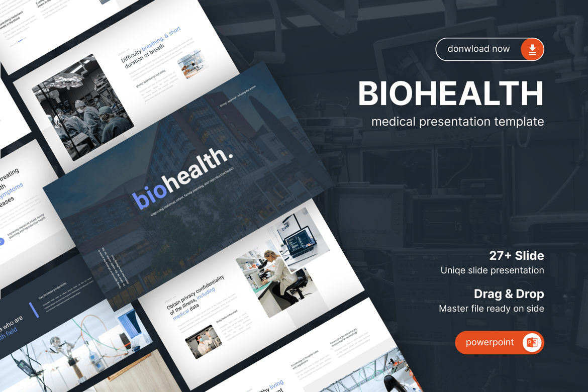 Template Presentasi Powerpoint Biohealth untuk Rumah Sakit dan Dokter