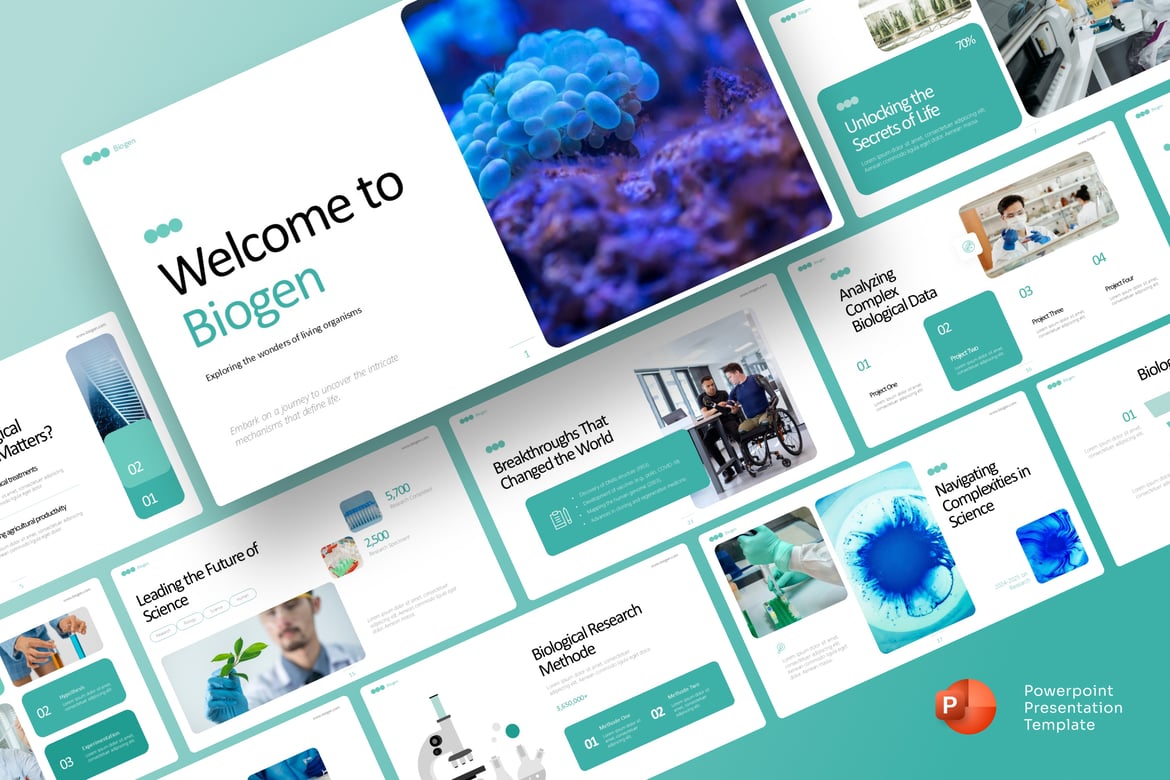 Template PowerPoint Penelitian Biologi yang Menarik dan Informatif