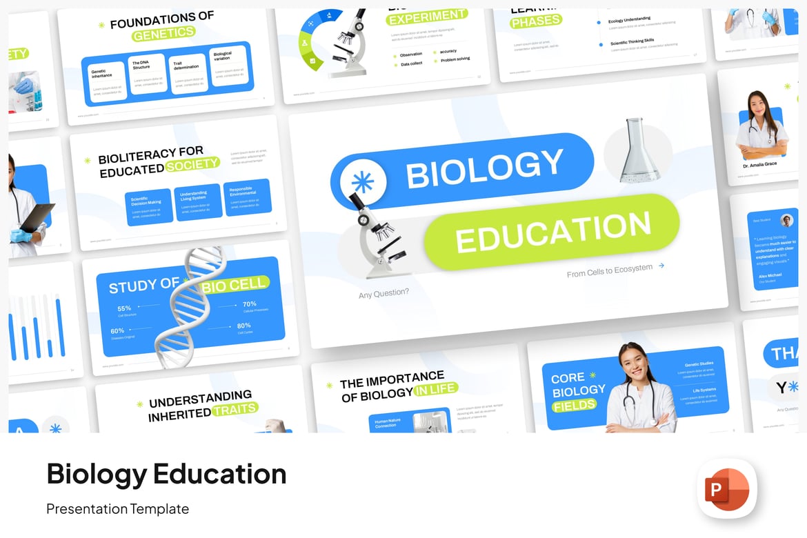 Template PowerPoint Edukasi Ilmu Biologi yang Menarik dan Modern