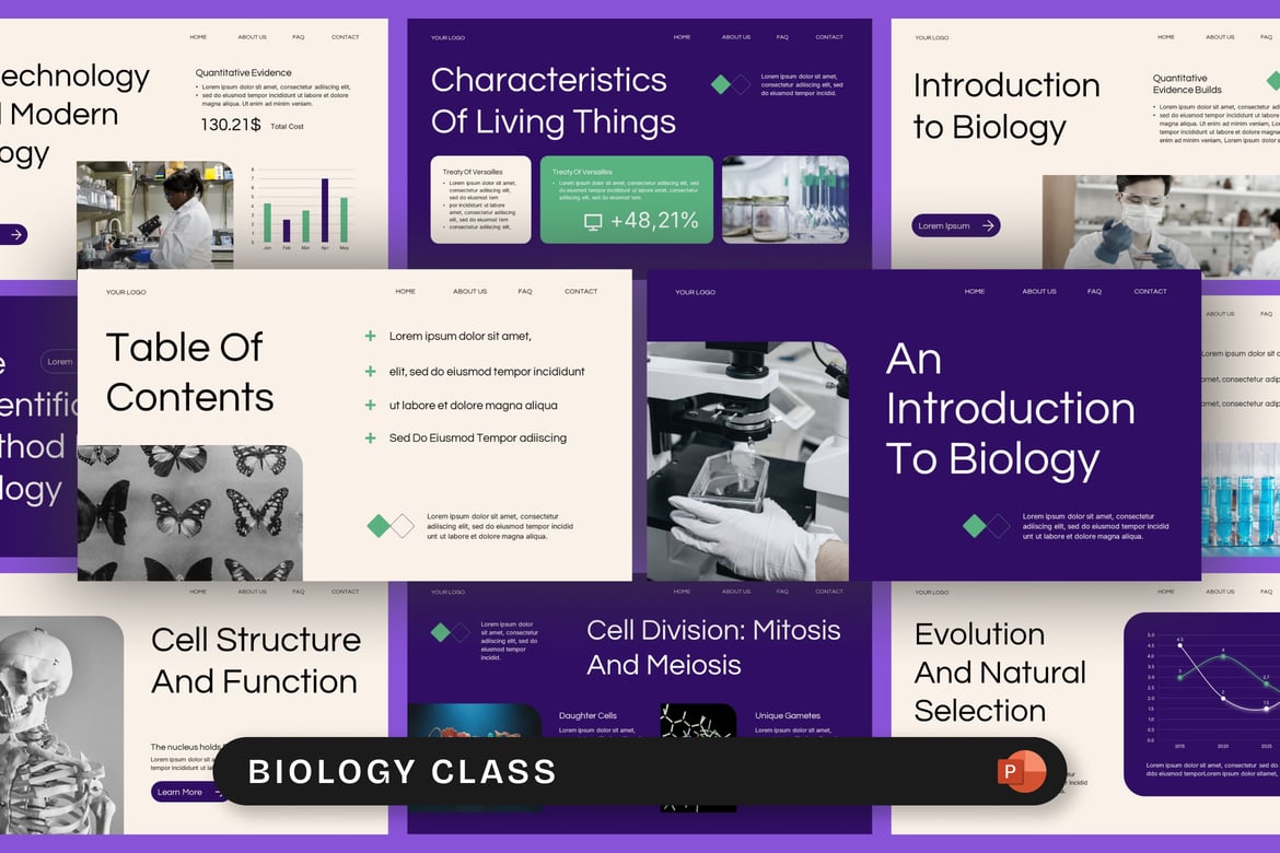 Template PowerPoint Kelas Biologi yang Menarik dan Interaktif