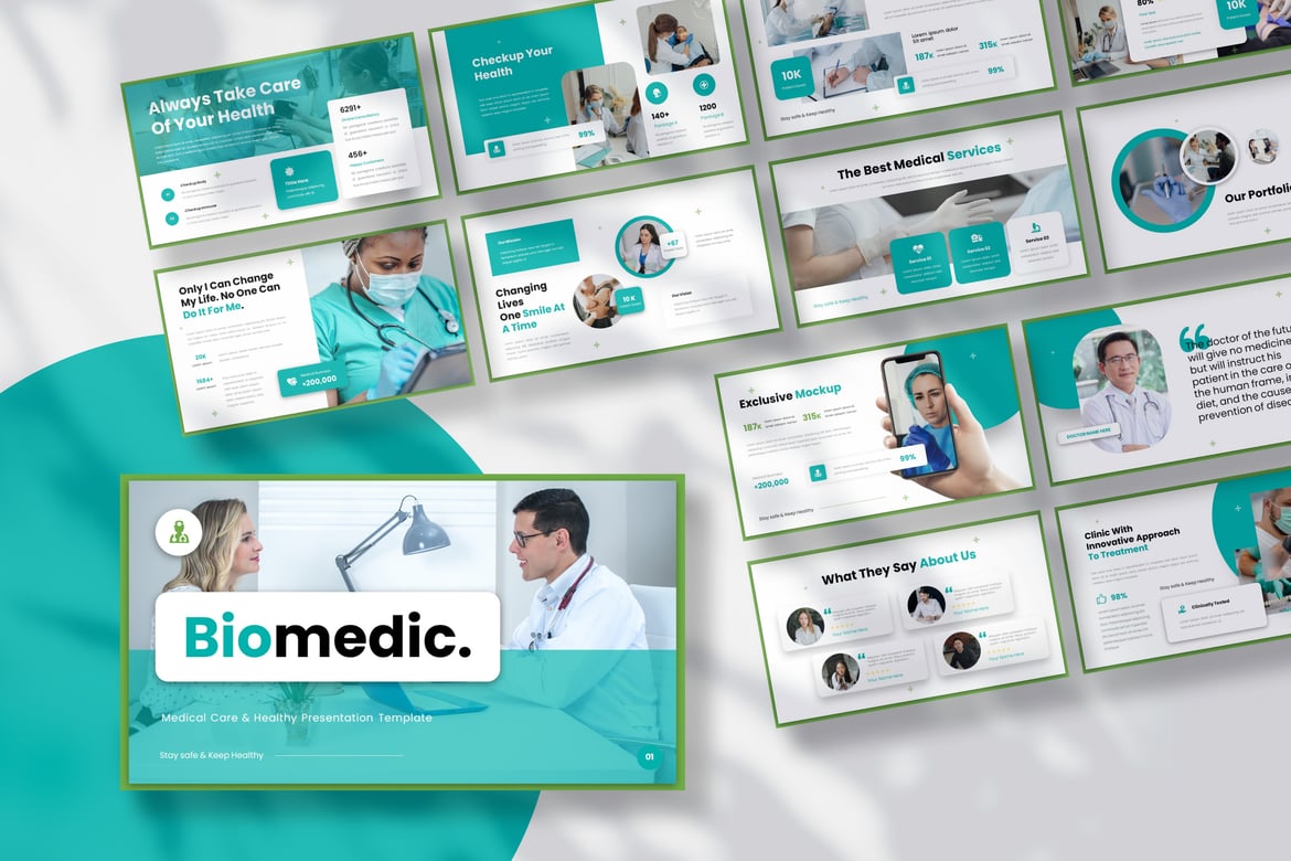 Template PowerPoint Presentasi Medis Biomedic yang Menarik