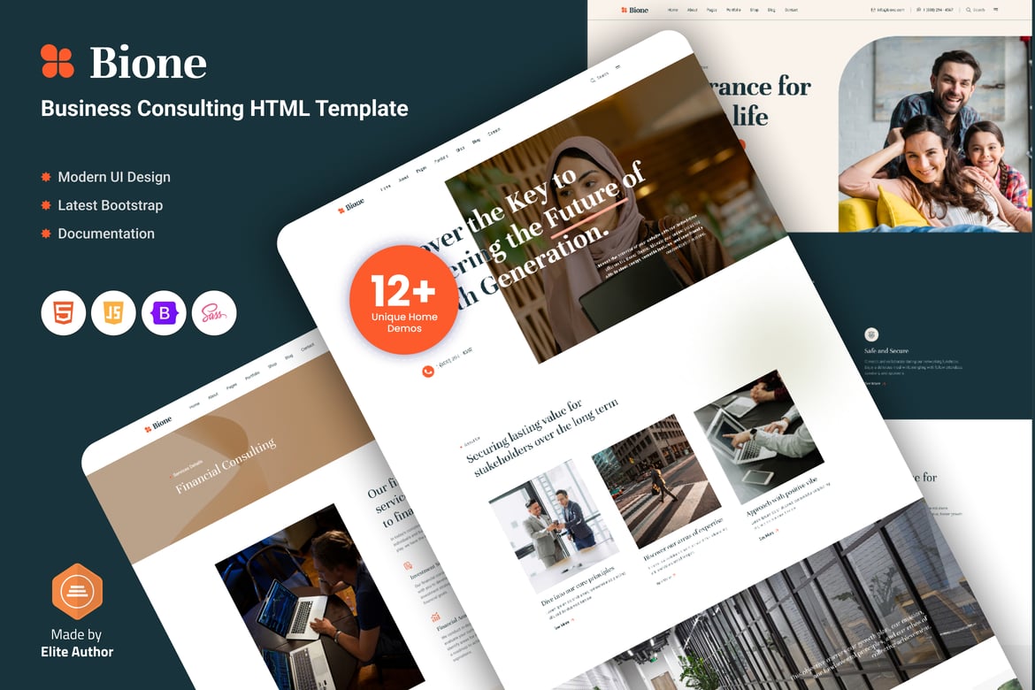 Bione - Template Website Konsultasi Bisnis Modern