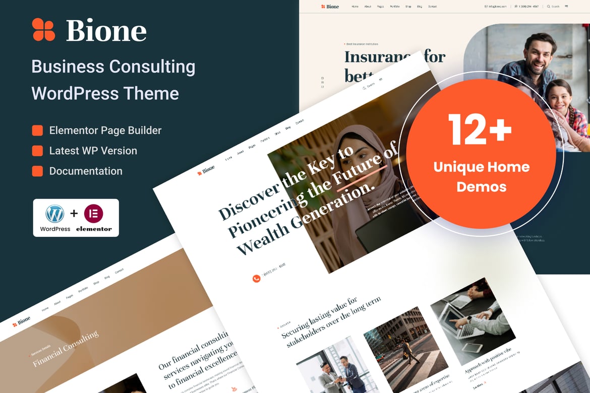 Bione - Tema WordPress Konsultasi Bisnis Modern dan Responsif