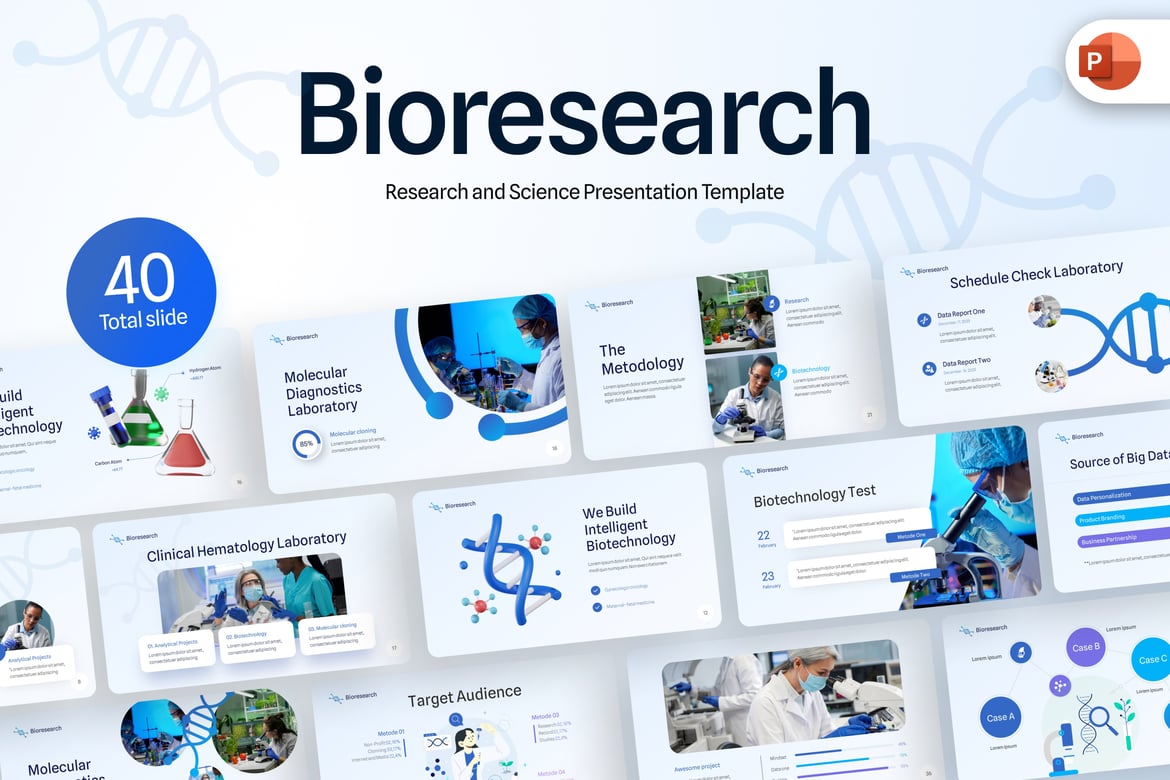 Template PowerPoint Bioresearch Profesional untuk Presentasi Sains