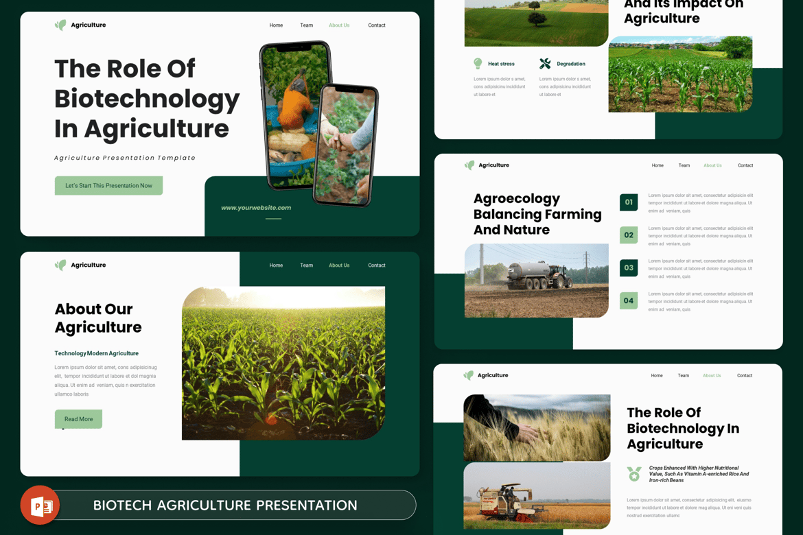 Template PowerPoint Pertanian Bioteknologi yang Menarik dan Profesional