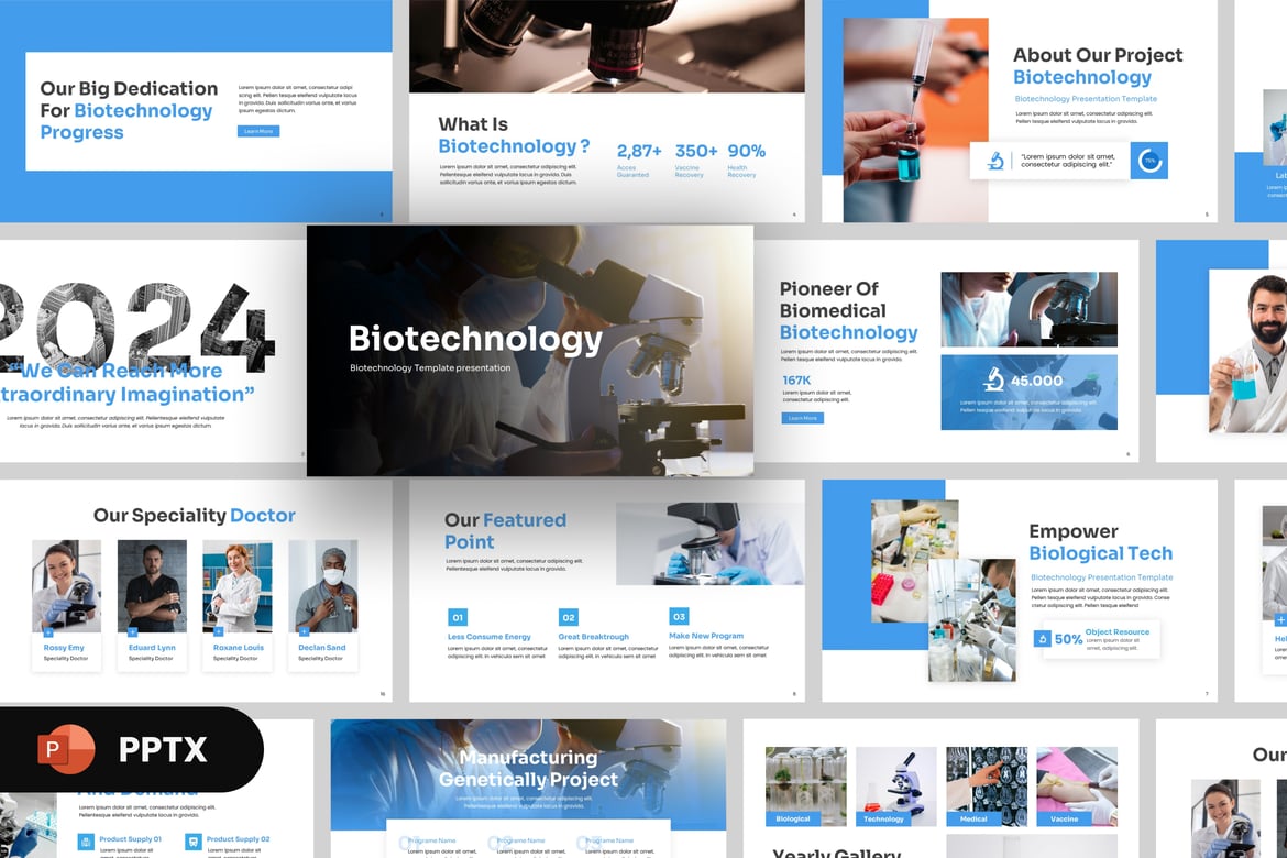Template PowerPoint Bioteknologi Modern yang Menarik