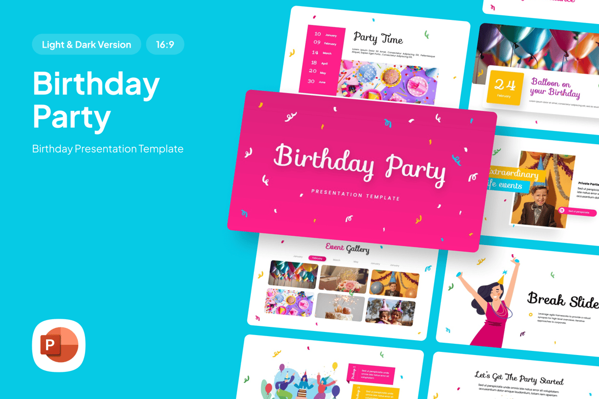 Template PowerPoint Acara Ulang Tahun yang Menarik