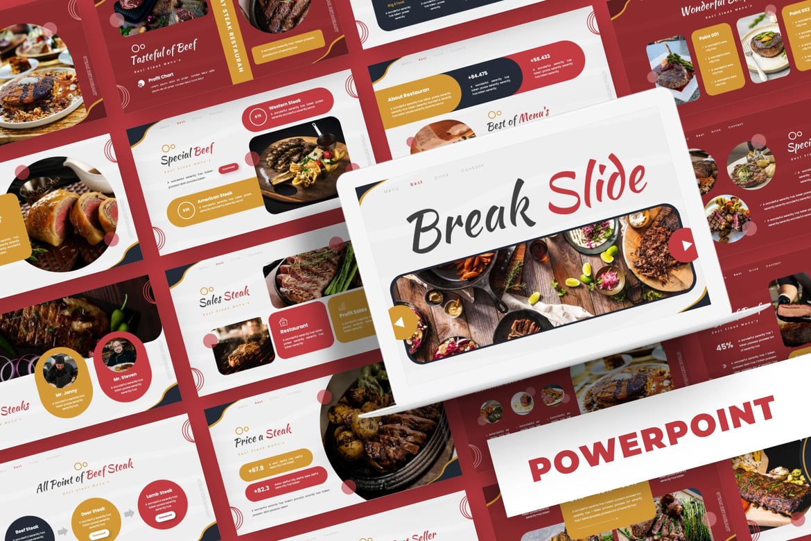 Bistecca - Template Powerpoint Serbaguna yang Menarik