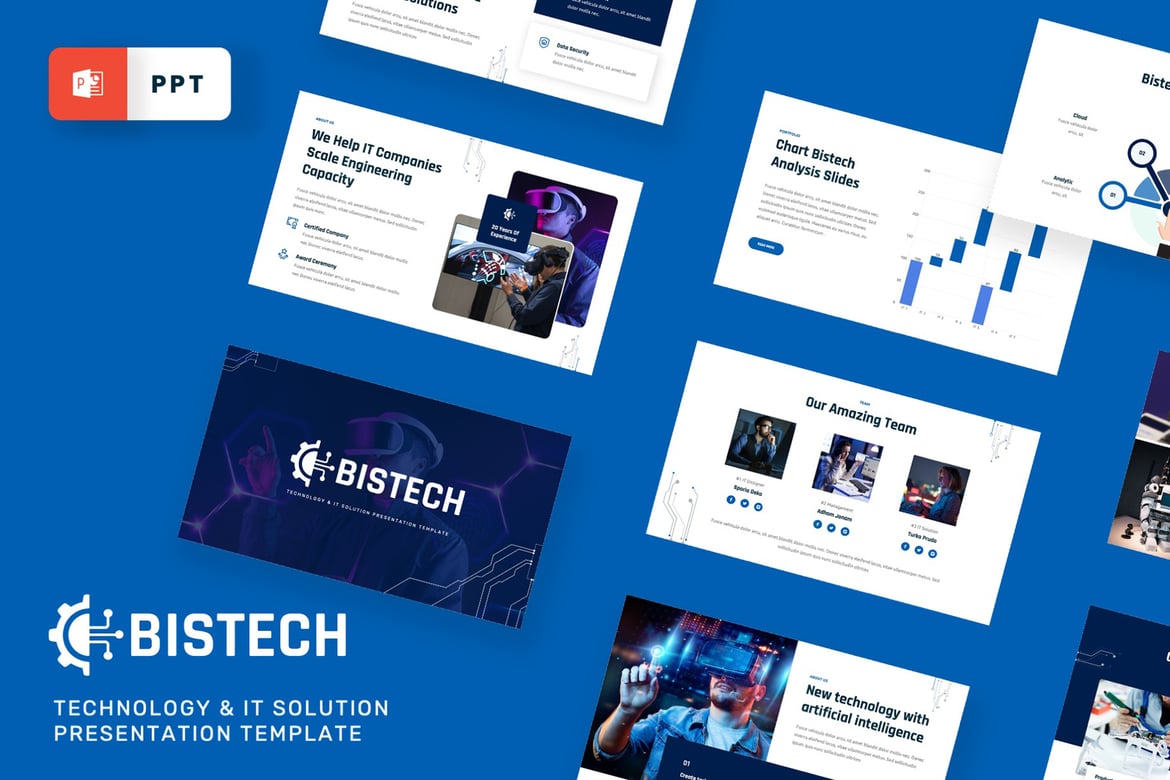 Template Powerpoint Bistech - Solusi Teknologi & IT yang Modern dan Profesional