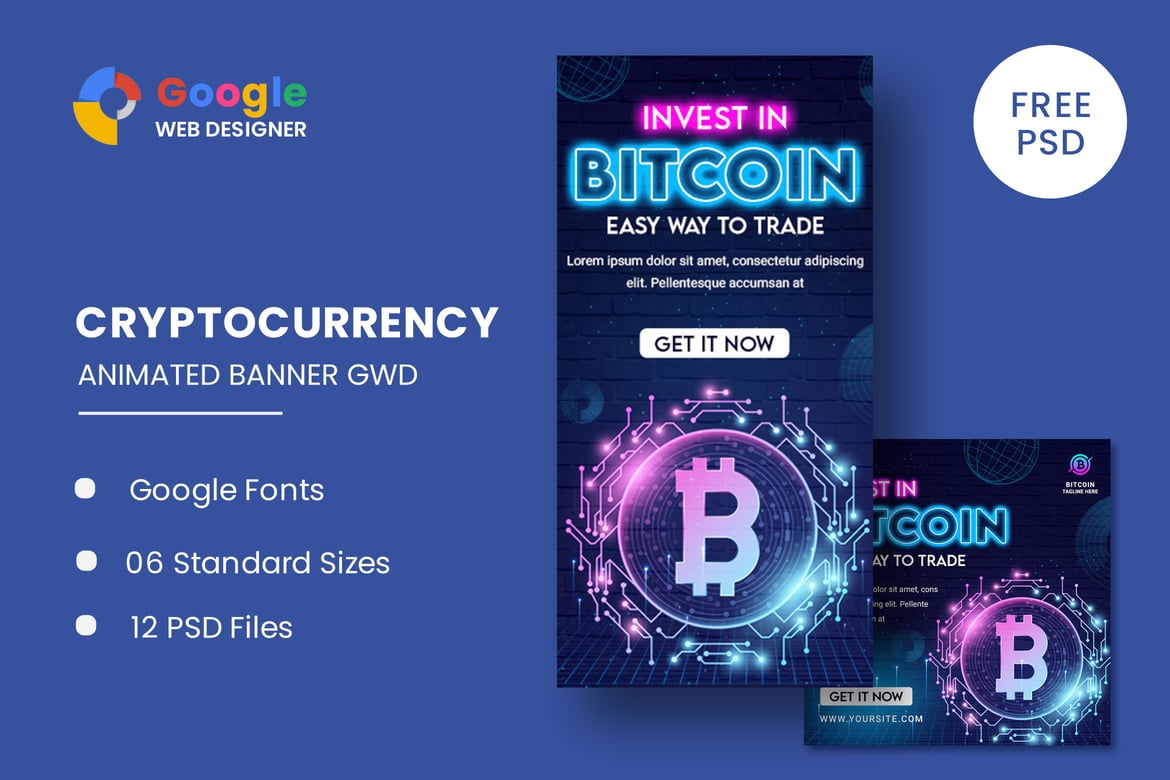 Template Website Banner Animasi Bit Coin yang Menarik