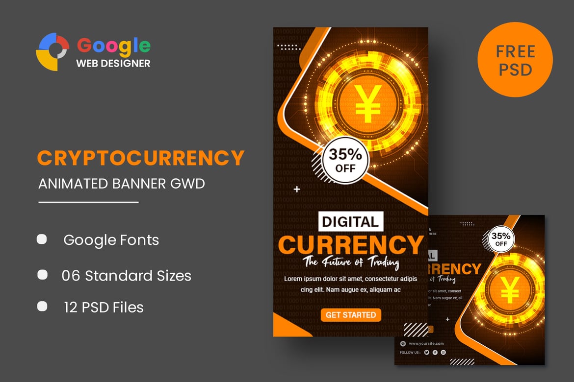Template Website Banner Animasi Bitcoin BTC untuk Google Web Designer