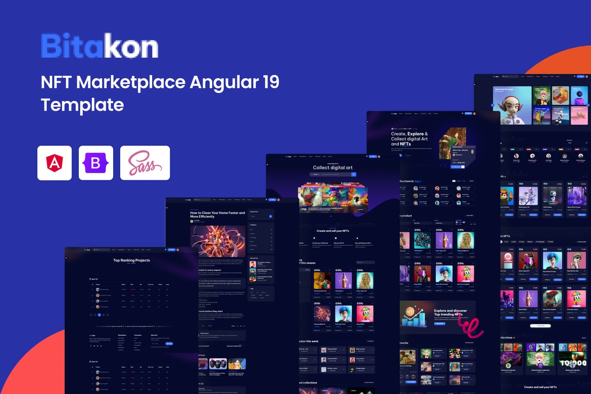 Bitakon – Template Website Pasar NFT Angular 19 yang Modern