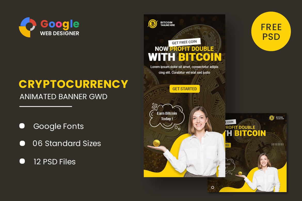 Template Web Banner Animasi Bitcoin untuk Google Web Designer