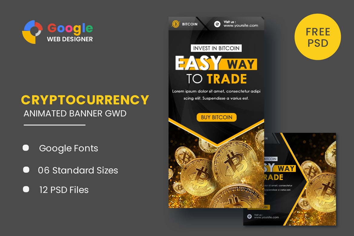 Template Web Spanduk Animasi Bitcoin untuk Google Web Designer