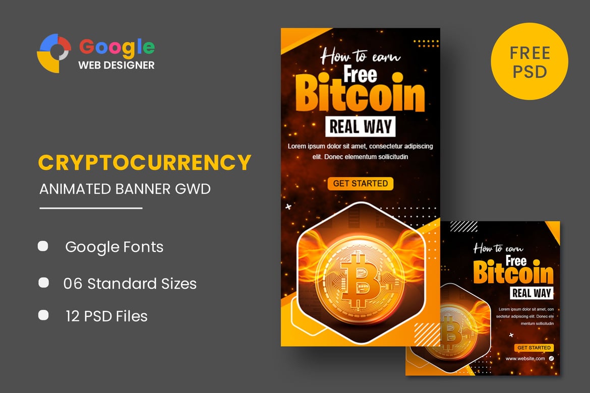 Template Web Banner Animasi BitCoin untuk Google Web Designer
