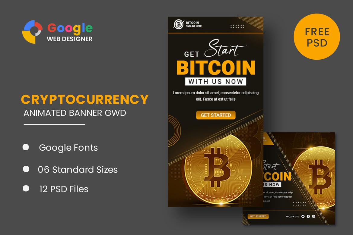 Template Web Banner Animasi Bitcoin yang Menarik untuk Google Web Designer