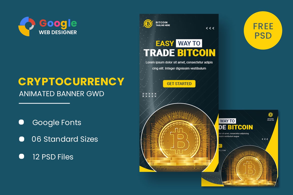 Template Website Banner Animasi Bitcoin untuk Google Web Designer