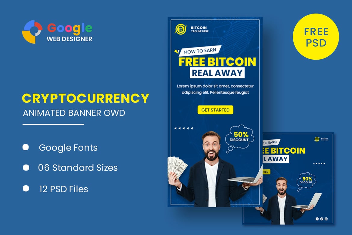 Template Banner Animasi Bitcoin untuk Desain Web yang Menarik